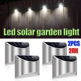 Stainless Steel Solar Wall Lights 2-Pack IP65 Waterproof Fence and Courtyard Light - Hans Lumiere