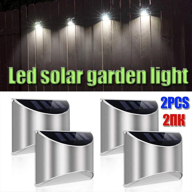 Stainless Steel Solar Wall Lights 2-Pack IP65 Waterproof Fence and Courtyard Light - Hans Lumiere