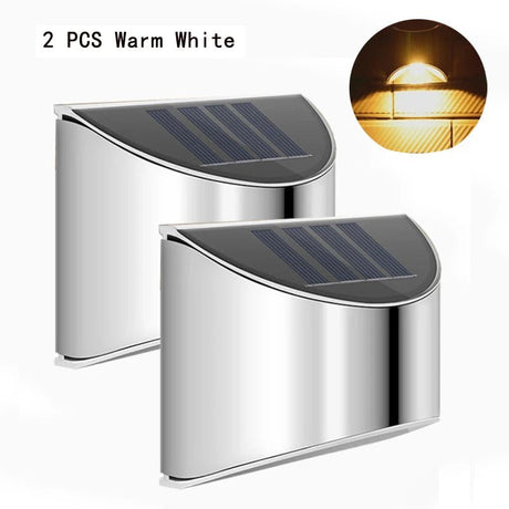 Stainless Steel Solar Wall Lights 2-Pack IP65 Waterproof Fence and Courtyard Light - Hans Lumiere