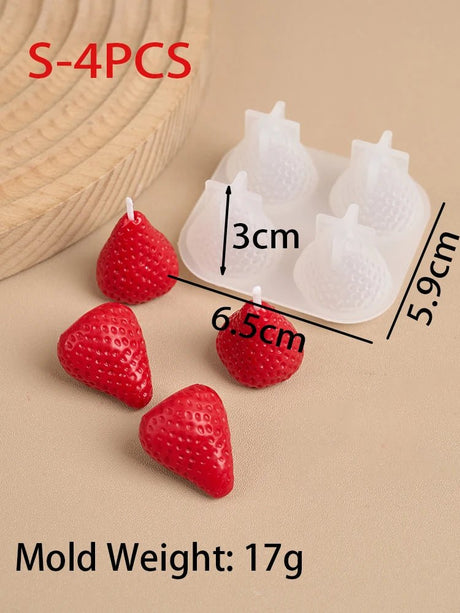Strawberry - Shaped Scented Miniature Aromatherapy Candles 4pcs - Hans Lumiere