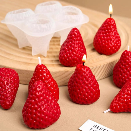 Strawberry - Shaped Scented Miniature Aromatherapy Candles 4pcs - Hans Lumiere