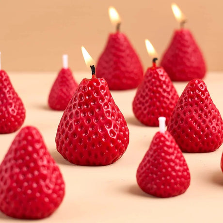 Strawberry - Shaped Scented Miniature Aromatherapy Candles 4pcs - Hans Lumiere