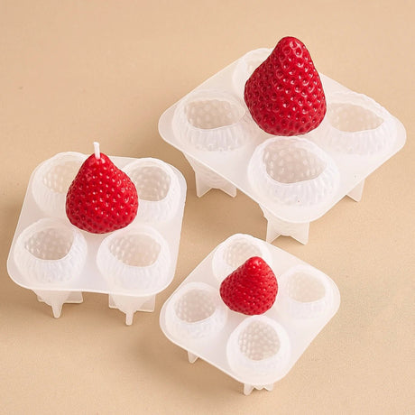 Strawberry - Shaped Scented Miniature Aromatherapy Candles 4pcs - Hans Lumiere