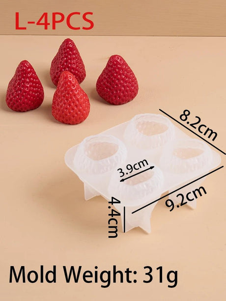 Strawberry - Shaped Scented Miniature Aromatherapy Candles 4pcs - Hans Lumiere