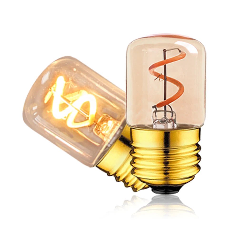 T28 Mini Tube Spiral Filament LED Bulb 1.5W 2200K Amber, E26 E27 - Hans Lumiere