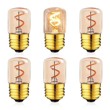 T28 Mini Tube Spiral Filament LED Bulb 1.5W 2200K Amber, E26 E27 - Hans Lumiere