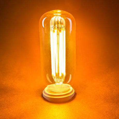T45 Gold Tint Long Tube Edison LED Bulb 6W 2200K Dimmable, E26 E27 - Hans Lumiere