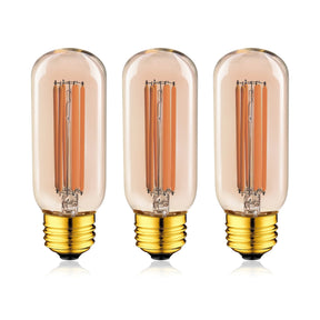 T45 Gold Tint Long Tube Edison LED Bulb 6W 2200K Dimmable, E26 E27 - Hans Lumiere