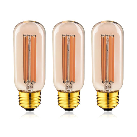T45 Gold Tint Long Tube Edison LED Bulb 6W 2200K Dimmable, E26 E27 - Hans Lumiere