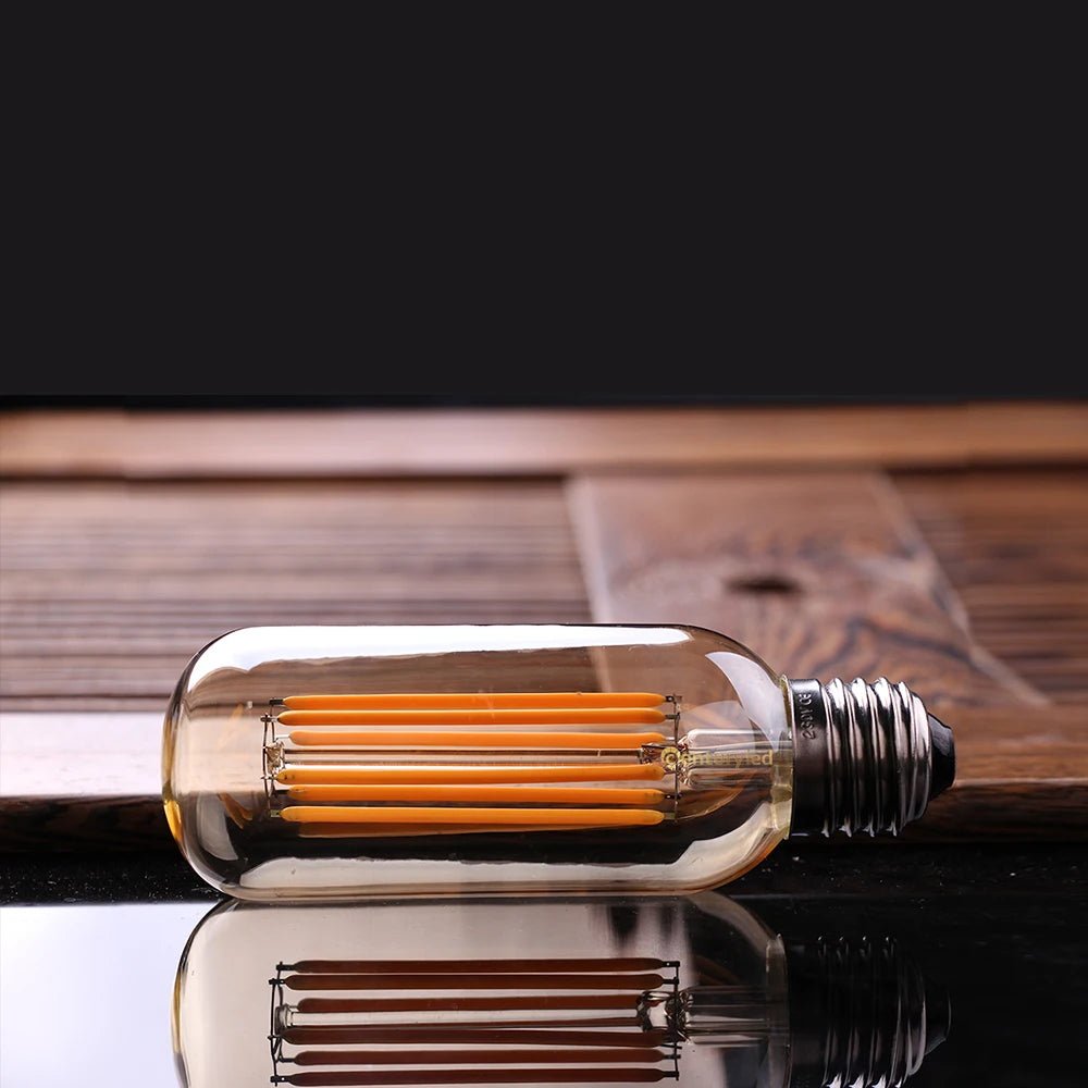 T45 Gold Tint Long Tube Edison LED Bulb 6W 2200K Dimmable, E26 E27 - Hans Lumiere