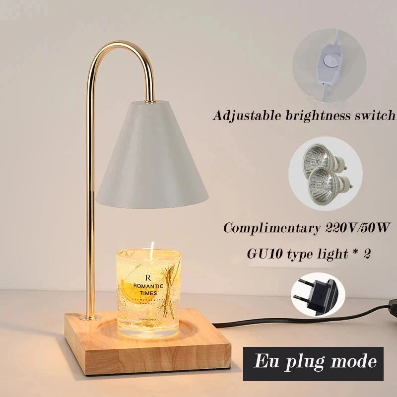 Table Wooden Base Candle Warmer Lamp - Hans Lumiere