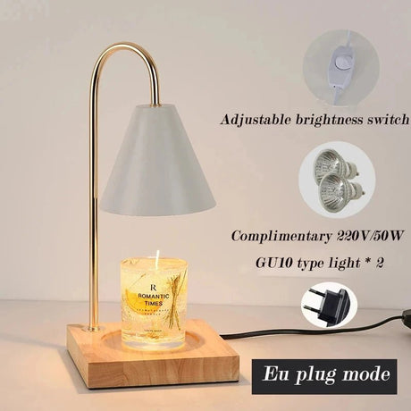 Table Wooden Base Candle Warmer Lamp - Hans Lumiere