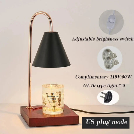 Table Wooden Base Candle Warmer Lamp - Hans Lumiere
