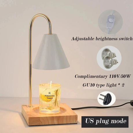 Table Wooden Base Candle Warmer Lamp - Hans Lumiere