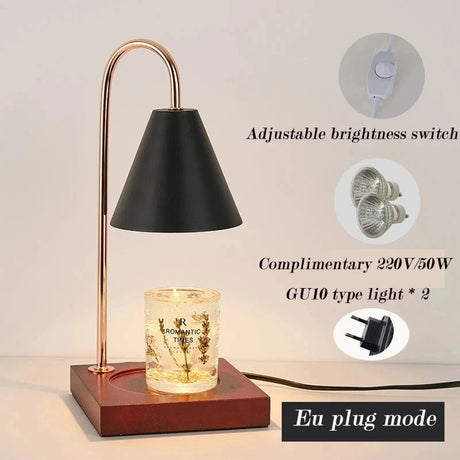 Table Wooden Base Candle Warmer Lamp - Hans Lumiere