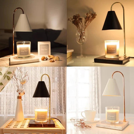 Table Wooden Base Candle Warmer Lamp - Hans Lumiere