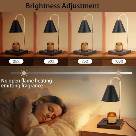 Table Wooden Base Candle Warmer Lamp - Hans Lumiere