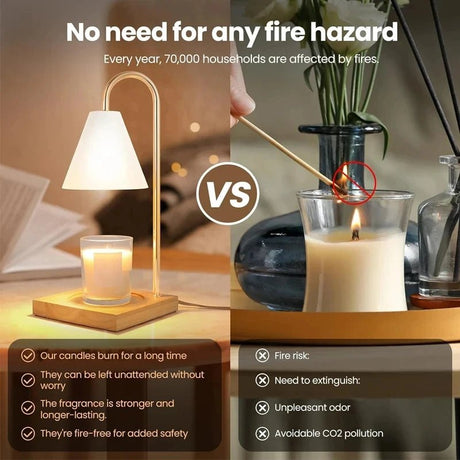 Table Wooden Base Candle Warmer Lamp - Hans Lumiere