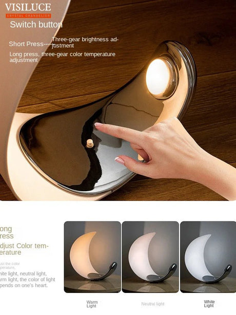 Touch Control Dimming Moon LED Table Lamp - Hans Lumiere