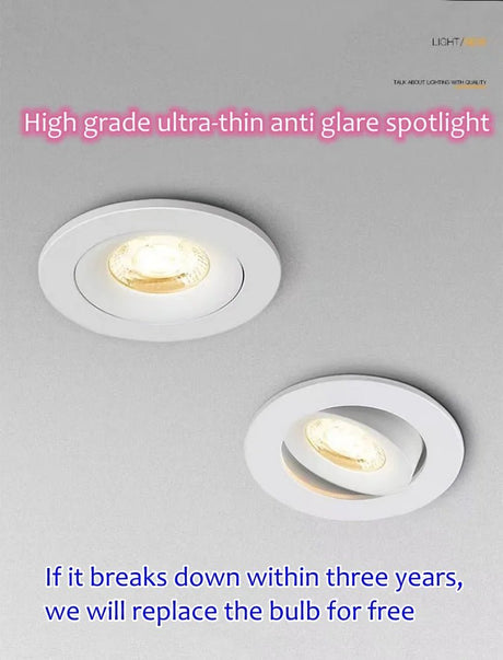Tricolor Ultra - thin Embedded LED Ceiling Lamp Spotlight - Hans Lumiere