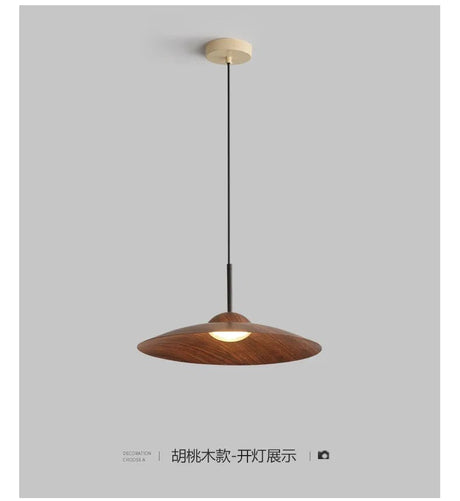 UFO Wood-Grain Dimmable LED Pendant Light - Hans Lumiere