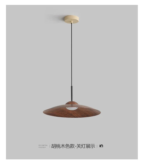 UFO Wood-Grain Dimmable LED Pendant Light - Hans Lumiere