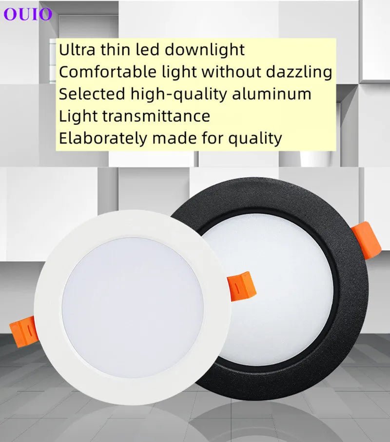 Ultra-Thin Tricolor LED Recessed Downlight, 110V-240V (5W-36W) - Hans Lumiere