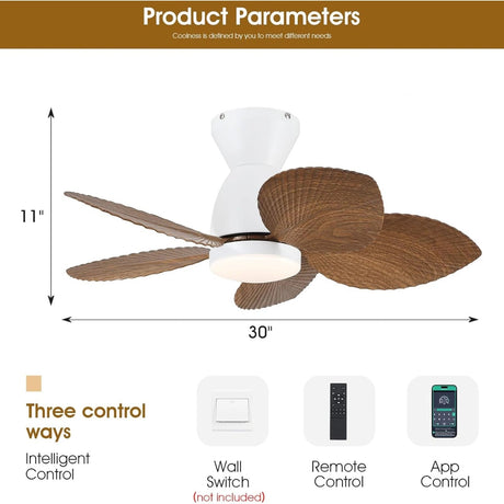US 30 Inch Ceiling Fans Light With Remote/APP Control - Hans Lumiere