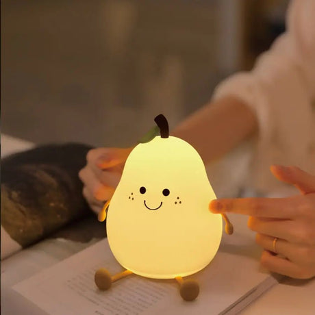 USB Rechargeable LED Pear Fruit Silicone Night Light 7 Colors Dimming - Hans Lumiere