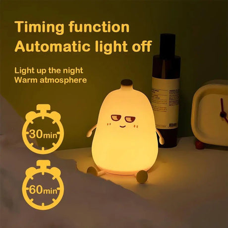 USB Rechargeable LED Pear Fruit Silicone Night Light 7 Colors Dimming - Hans Lumiere