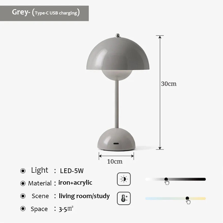 USB Rechargeable Mushroom Table Lamp - Hans Lumiere