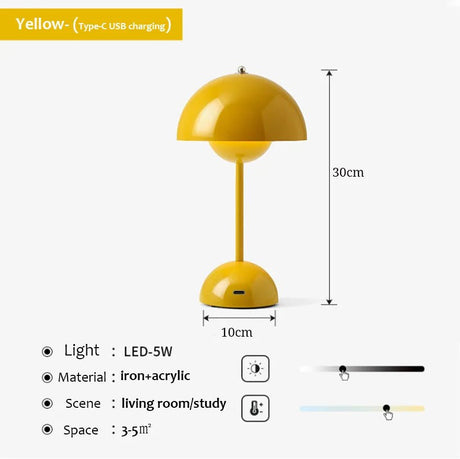 USB Rechargeable Mushroom Table Lamp - Hans Lumiere