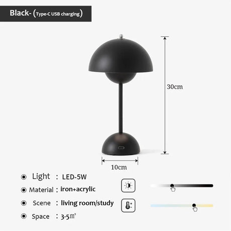 USB Rechargeable Mushroom Table Lamp - Hans Lumiere