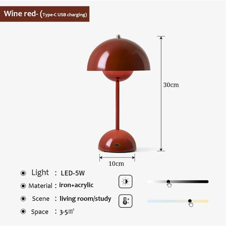 USB Rechargeable Mushroom Table Lamp - Hans Lumiere