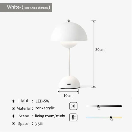 USB Rechargeable Mushroom Table Lamp - Hans Lumiere