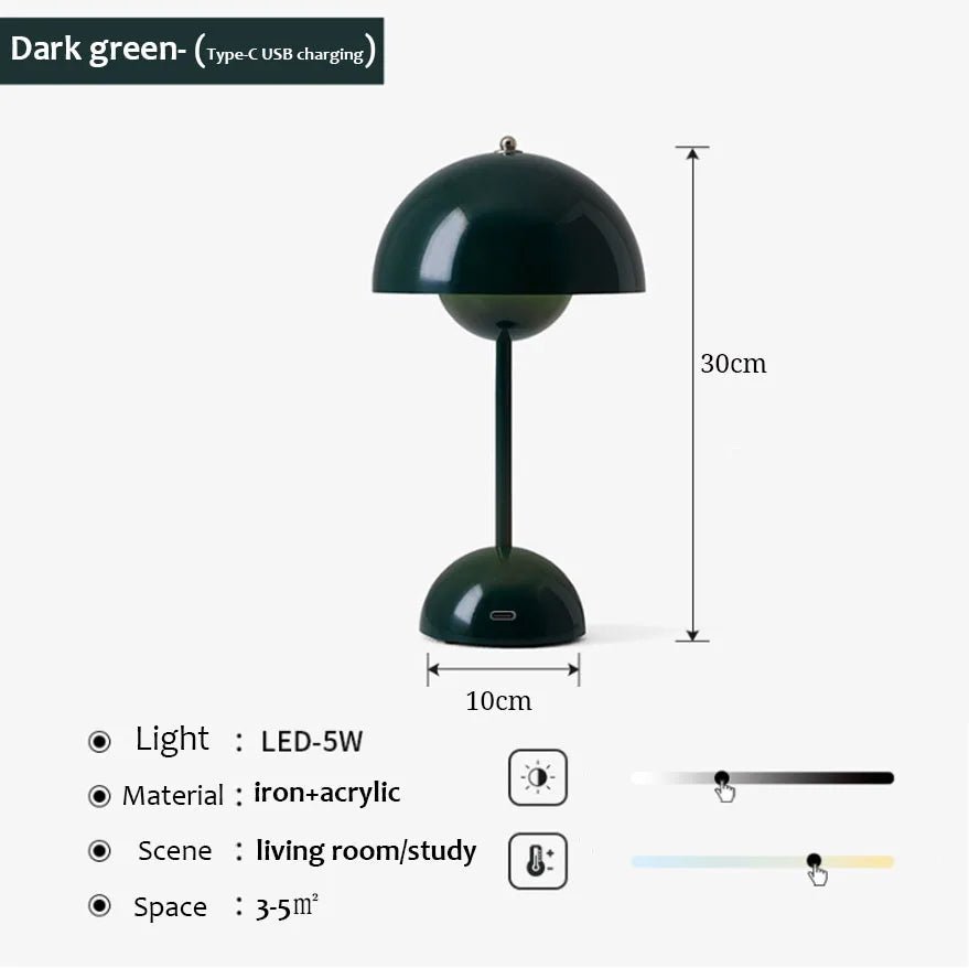 USB Rechargeable Mushroom Table Lamp - Hans Lumiere