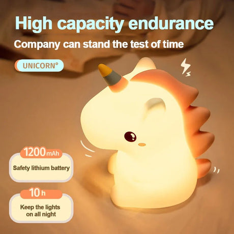 USB Rechargeable Unicorn Cute Silicone LED Night Light - Hans Lumiere
