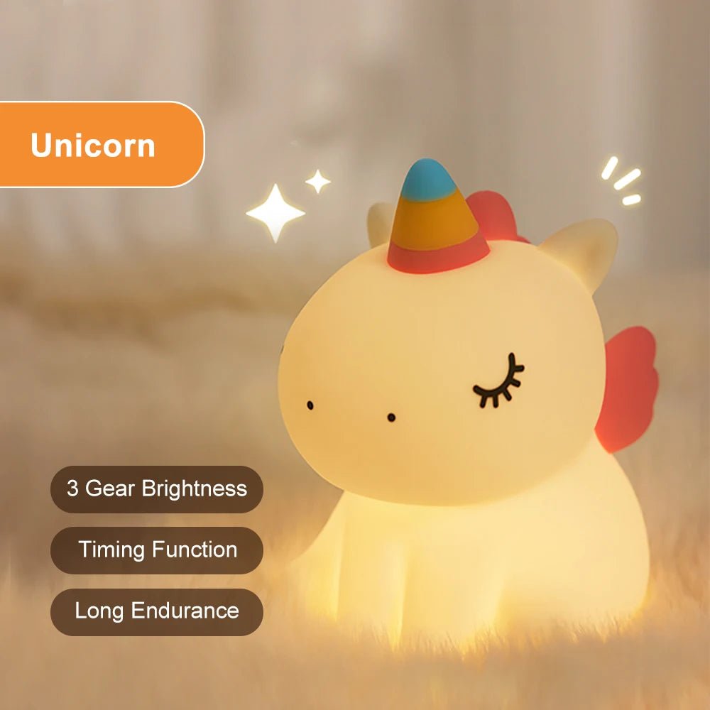USB Rechargeable Unicorn Cute Silicone LED Night Light - Hans Lumiere