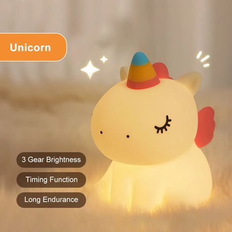 USB Rechargeable Unicorn Cute Silicone LED Night Light - Hans Lumiere