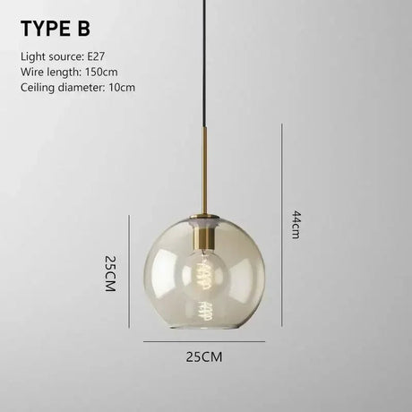 Vintage Glass Pendant Ceiling Lamp - Nordic Indoor Lighting - Hans Lumiere