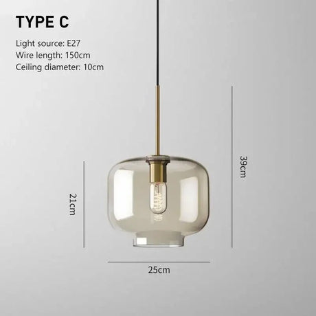 Vintage Glass Pendant Ceiling Lamp - Nordic Indoor Lighting - Hans Lumiere