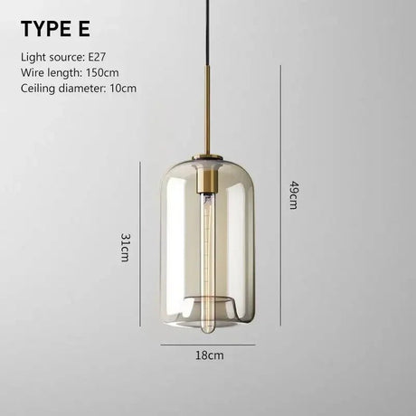 Vintage Glass Pendant Ceiling Lamp - Nordic Indoor Lighting - Hans Lumiere