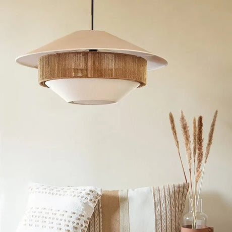 Vintage Japanese Hand Woven Hemp Rope Chandelier - Hans Lumiere
