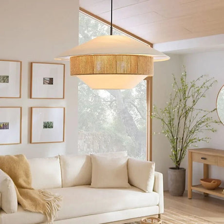 Vintage Japanese Hand Woven Hemp Rope Chandelier - Hans Lumiere