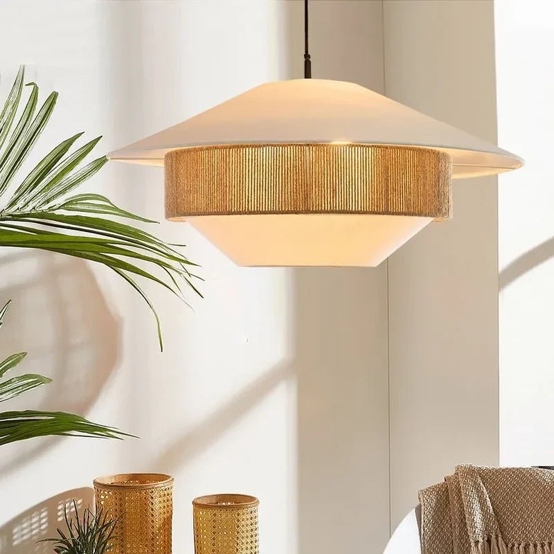 Vintage Japanese Hand Woven Hemp Rope Chandelier - Hans Lumiere