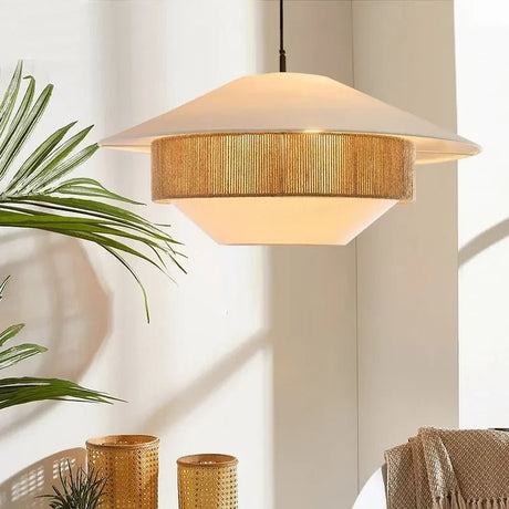 Vintage Japanese Hand Woven Hemp Rope Chandelier - Hans Lumiere