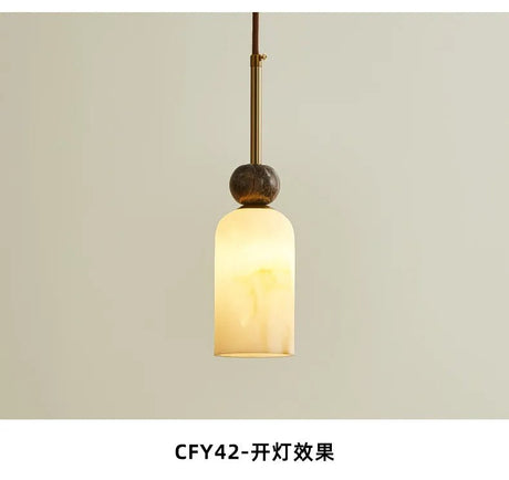 Vintage Marble & Gold Pendant Light — Bedside & Dining Fixture - Hans Lumiere