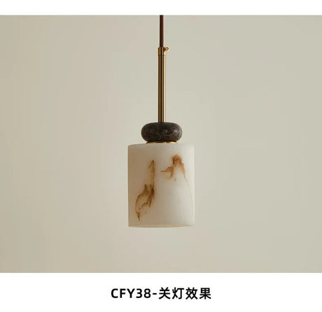 Vintage Marble & Gold Pendant Light — Bedside & Dining Fixture - Hans Lumiere