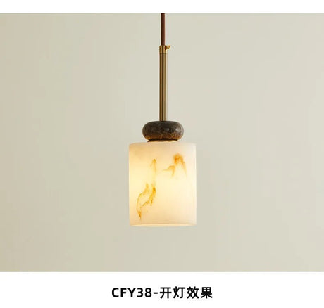 Vintage Marble & Gold Pendant Light — Bedside & Dining Fixture - Hans Lumiere