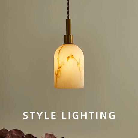 Vintage Marble & Gold Pendant Light — Bedside & Dining Fixture - Hans Lumiere